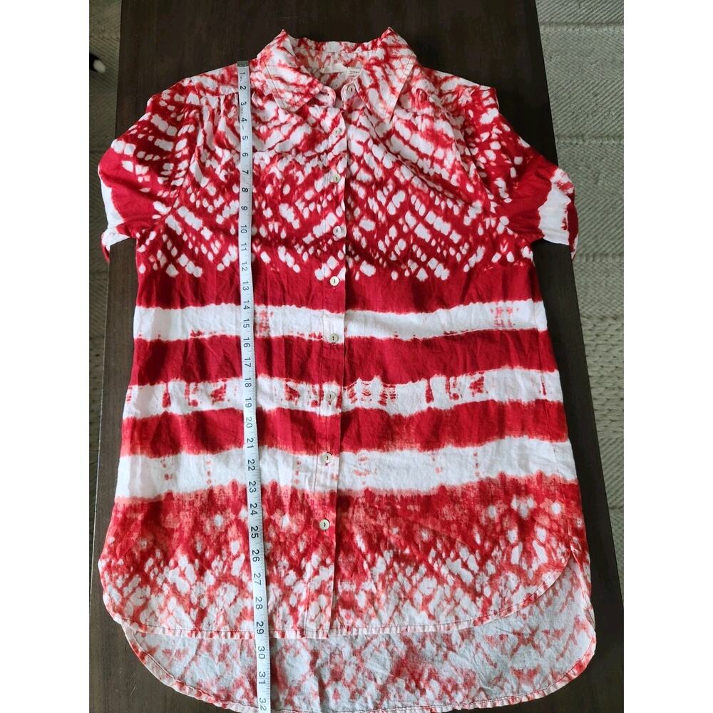 Beaches & boho Cotton Tie Dye Button Front High Low Beach Cover Up Blouse Size L - Picture 7 of 7